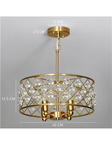 HOMCOM 51 Crystallite Four-Bulb Chandelier - Gold-Tone