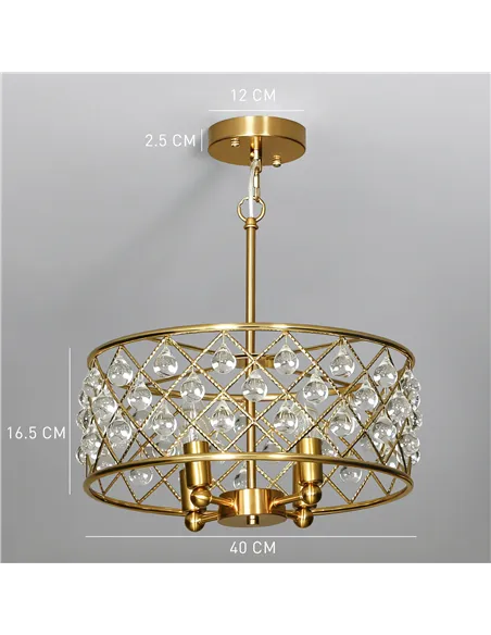 HOMCOM 51 Crystallite Four-Bulb Chandelier - Gold-Tone
