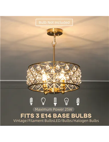HOMCOM 51 Crystallite Four-Bulb Chandelier - Gold-Tone