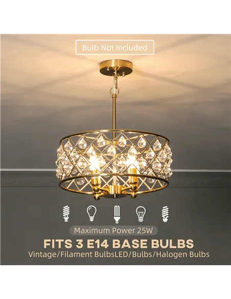 HOMCOM 51 Crystallite Four-Bulb Chandelier - Gold-Tone