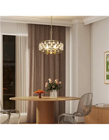 HOMCOM 51 Crystallite Four-Bulb Chandelier - Gold-Tone