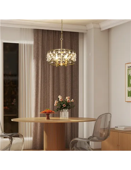 HOMCOM 51 Crystallite Four-Bulb Chandelier - Gold-Tone