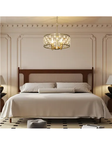 HOMCOM 51 Crystallite Four-Bulb Chandelier - Gold-Tone