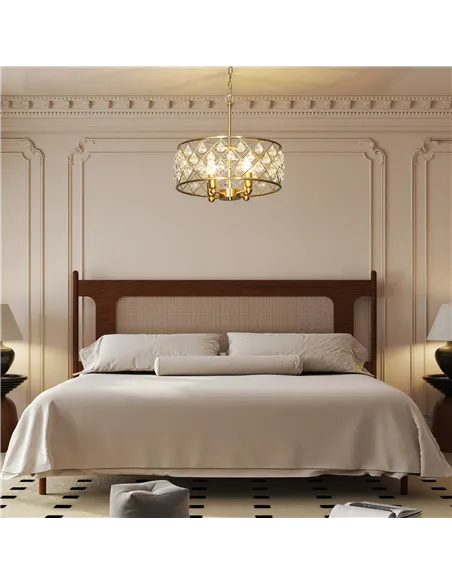 HOMCOM 51 Crystallite Four-Bulb Chandelier - Gold-Tone