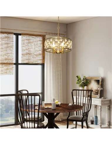 HOMCOM 51 Crystallite Four-Bulb Chandelier - Gold-Tone