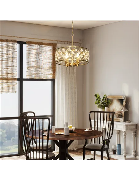 HOMCOM 51 Crystallite Four-Bulb Chandelier - Gold-Tone