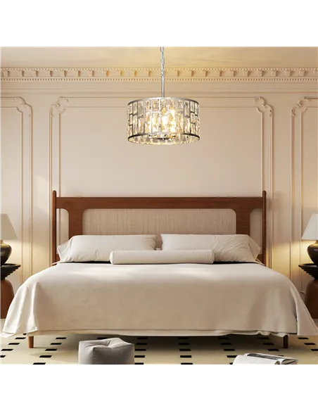 HOMCOM 72 Glass Crystallite Chandelier - Silver-Tone