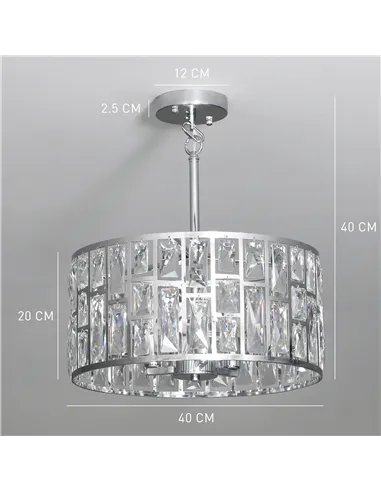 HOMCOM 72 Glass Crystallite Chandelier - Silver-Tone