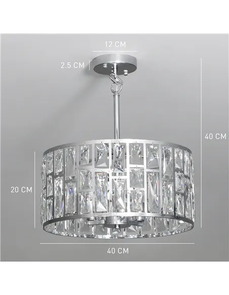 HOMCOM 72 Glass Crystallite Chandelier - Silver-Tone
