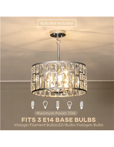 HOMCOM 72 Glass Crystallite Chandelier - Silver-Tone