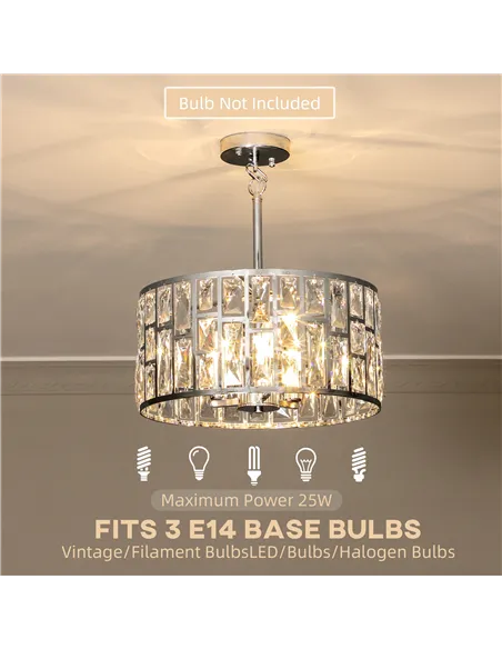 HOMCOM 72 Glass Crystallite Chandelier - Silver-Tone