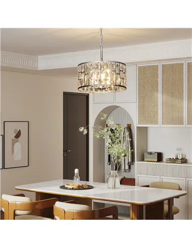 HOMCOM 72 Glass Crystallite Chandelier - Silver-Tone