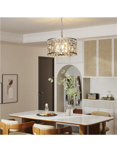 HOMCOM 72 Glass Crystallite Chandelier - Silver-Tone