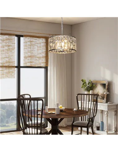 HOMCOM 72 Glass Crystallite Chandelier - Silver-Tone