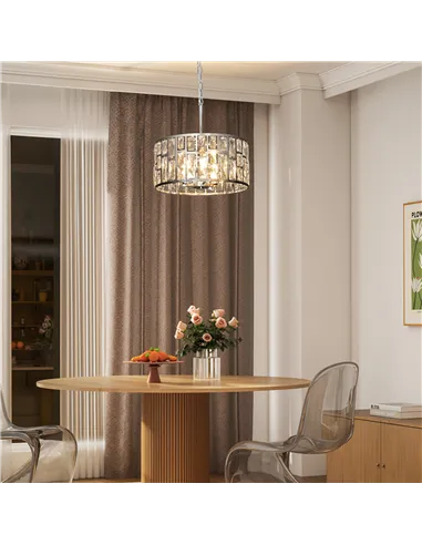 HOMCOM 72 Glass Crystallite Chandelier - Silver-Tone