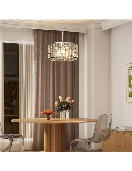 HOMCOM 72 Glass Crystallite Chandelier - Silver-Tone