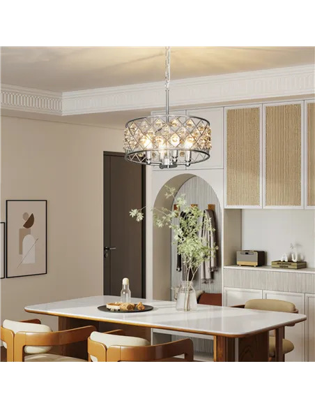 HOMCOM 51 Crystallite Four-Bulb Chandelier - Silver-Tone