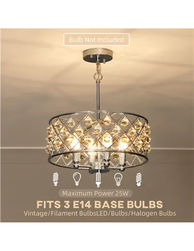 HOMCOM 51 Crystallite Four-Bulb Chandelier - Silver-Tone