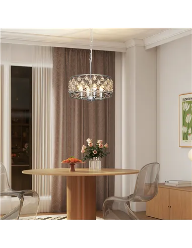 HOMCOM 51 Crystallite Four-Bulb Chandelier - Silver-Tone