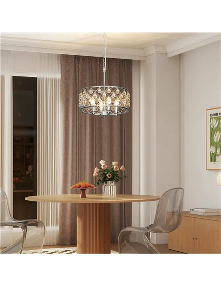 HOMCOM 51 Crystallite Four-Bulb Chandelier - Silver-Tone