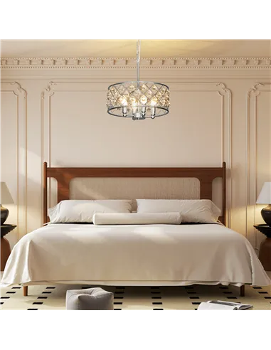 HOMCOM 51 Crystallite Four-Bulb Chandelier - Silver-Tone