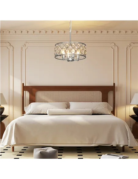 HOMCOM 51 Crystallite Four-Bulb Chandelier - Silver-Tone