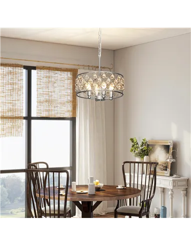 HOMCOM 51 Crystallite Four-Bulb Chandelier - Silver-Tone