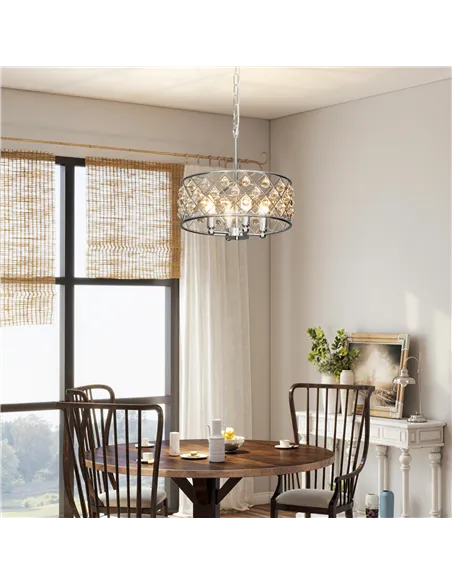 HOMCOM 51 Crystallite Four-Bulb Chandelier - Silver-Tone