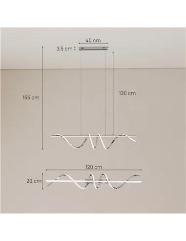 HOMCOM Pendant Light with 3 Colour Temperatures - Silver Tone