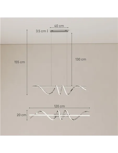 HOMCOM Pendant Light with 3 Colour Temperatures - Silver Tone