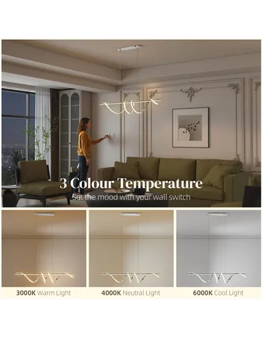 HOMCOM Pendant Light with 3 Colour Temperatures - Silver Tone