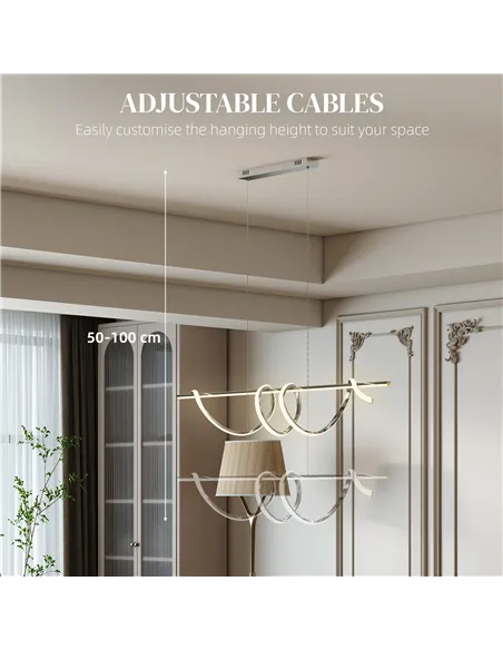 HOMCOM Pendant Light with 3 Colour Temperatures - Silver Tone