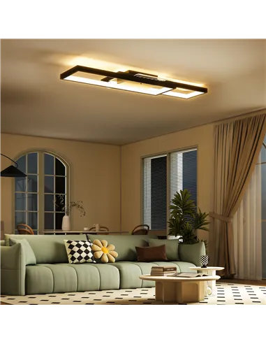 HOMCOM LED Ceiling Light, Modern Dimmable Ceiling Light with Wall Switch & Remote Control, Flush Mount Ceiling Lamp with 3000-60