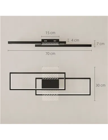HOMCOM LED Ceiling Light, Modern Dimmable Ceiling Light with Wall Switch & Remote Control, Flush Mount Ceiling Lamp with 3000-60