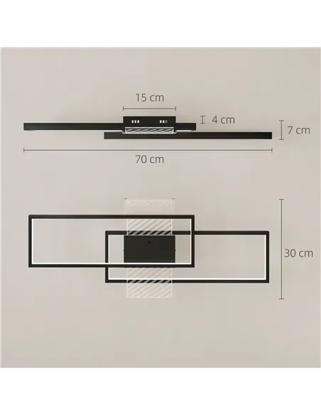 HOMCOM LED Ceiling Light, Modern Dimmable Ceiling Light with Wall Switch & Remote Control, Flush Mount Ceiling Lamp with 3000-60