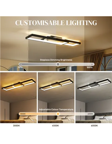 HOMCOM LED Ceiling Light, Modern Dimmable Ceiling Light with Wall Switch & Remote Control, Flush Mount Ceiling Lamp with 3000-60