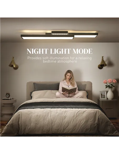 HOMCOM LED Ceiling Light, Modern Dimmable Ceiling Light with Wall Switch & Remote Control, Flush Mount Ceiling Lamp with 3000-60