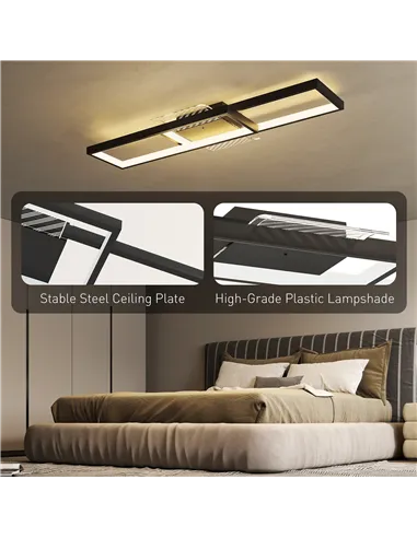 HOMCOM LED Ceiling Light, Modern Dimmable Ceiling Light with Wall Switch & Remote Control, Flush Mount Ceiling Lamp with 3000-60