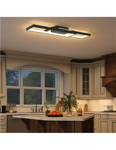 HOMCOM LED Ceiling Light, Modern Dimmable Ceiling Light with Wall Switch & Remote Control, Flush Mount Ceiling Lamp with 3000-60