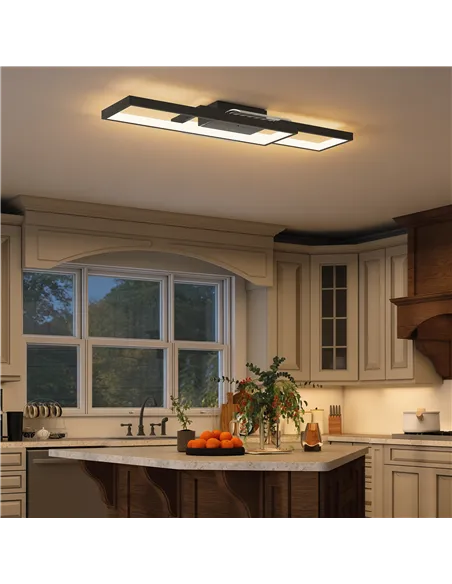 HOMCOM LED Ceiling Light, Modern Dimmable Ceiling Light with Wall Switch & Remote Control, Flush Mount Ceiling Lamp with 3000-60