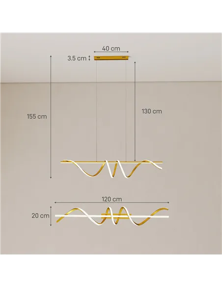 HOMCOM Pendant Light with 3 Colour Temperatures - Gold Tone