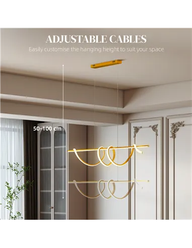 HOMCOM Pendant Light with 3 Colour Temperatures - Gold Tone