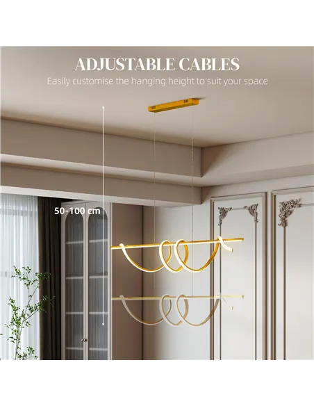 HOMCOM Pendant Light with 3 Colour Temperatures - Gold Tone