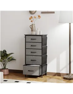 HOMCOM Chest of Five Fabric Drawers - Charcoal Grey 2