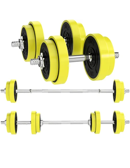 HOMCOM 20KGS 2-In-1 Dumbbell & Barbell Adjustable Set Strength Muscle Exercise Fitness Plate Bar Clamp Rod Home Gym Sports Area,