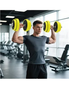 HOMCOM 20KGS 2-In-1 Dumbbell & Barbell Adjustable Set Strength Muscle Exercise Fitness Plate Bar Clamp Rod Home Gym Sports Area, 2