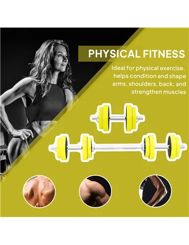 HOMCOM 20KGS 2-In-1 Dumbbell & Barbell Adjustable Set Strength Muscle Exercise Fitness Plate Bar Clamp Rod Home Gym Sports Area,