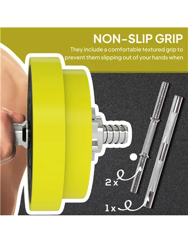 HOMCOM 20KGS 2-In-1 Dumbbell & Barbell Adjustable Set Strength Muscle Exercise Fitness Plate Bar Clamp Rod Home Gym Sports Area,