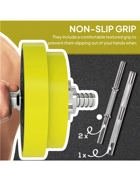 HOMCOM 20KGS 2-In-1 Dumbbell & Barbell Adjustable Set Strength Muscle Exercise Fitness Plate Bar Clamp Rod Home Gym Sports Area,