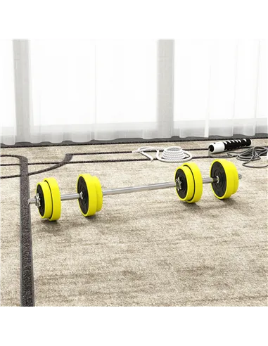 HOMCOM 20KGS 2-In-1 Dumbbell & Barbell Adjustable Set Strength Muscle Exercise Fitness Plate Bar Clamp Rod Home Gym Sports Area,